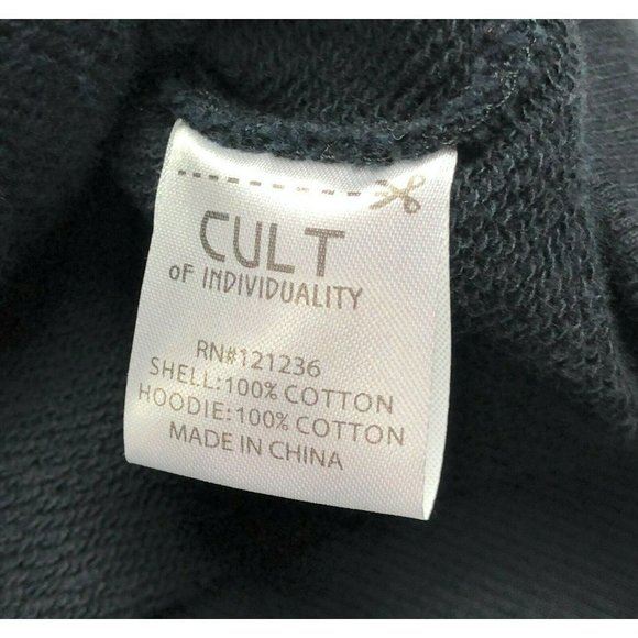 Cult Of Individuality Hoodie Hooded Sweatshirt Black Striped Mens Large Pullover - Picture 6 of 10